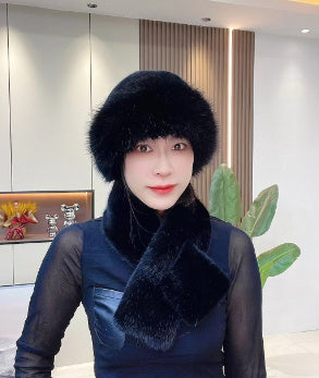 Suit Winter Scarf Mongolian Cap Plush Hat Women's Thickened