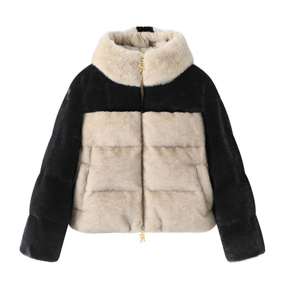 Retro Loose Youthful-looking Handmade Old Panda Hooded Down Jacket Coat For Women