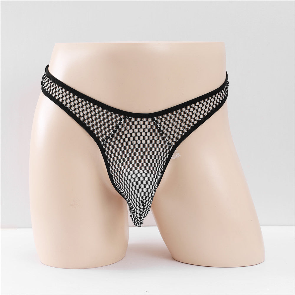 Mesh Men's See Through Breathable Sexy T-shaped U Convex Hollow-out Large Mesh Sexy Underwear