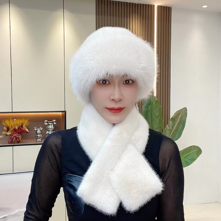 Suit Winter Scarf Mongolian Cap Plush Hat Women's Thickened