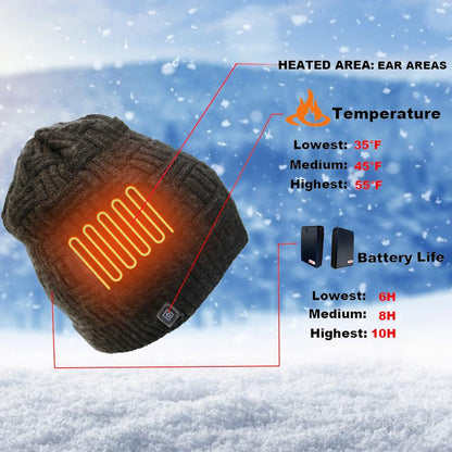 Unisex Fleece Hat Winter Warm Hat USB Rechargeable Electric Heating Hat For Outdoor Climbing Riding Fishing Hiking Accessory