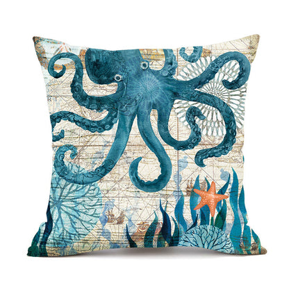 🐢 Cushion Covers with Sea Turtle Print 🌊 – Decorative Throw Pillow Cases for Sofa, Chair, Bed & Home Décor – Durable & Stylish Cotton-Linen Blend 🛋️ – Perfect for Coastal and Nautical Themes