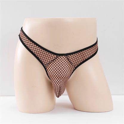 Mesh Men's See Through Breathable Sexy T-shaped U Convex Hollow-out Large Mesh Sexy Underwear