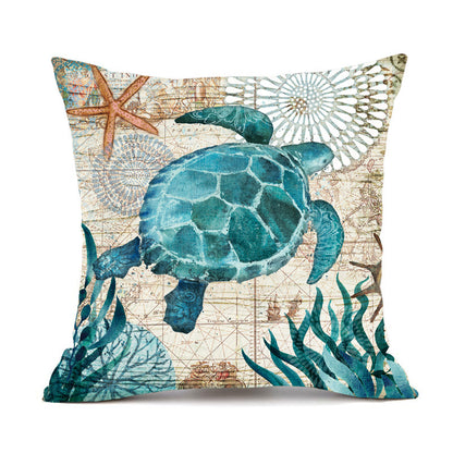 🐢 Cushion Covers with Sea Turtle Print 🌊 – Decorative Throw Pillow Cases for Sofa, Chair, Bed & Home Décor – Durable & Stylish Cotton-Linen Blend 🛋️ – Perfect for Coastal and Nautical Themes