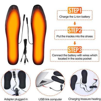 🔥 USB Heated Insoles for Boots & Sneakers – Adjustable Winter Warmth Heating Pads for Feet – Can Be Cut to Fit – Comfortable & Reusable Insoles for Cold Weather