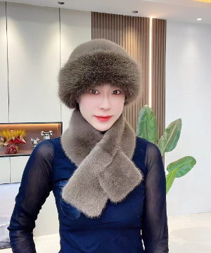 Suit Winter Scarf Mongolian Cap Plush Hat Women's Thickened