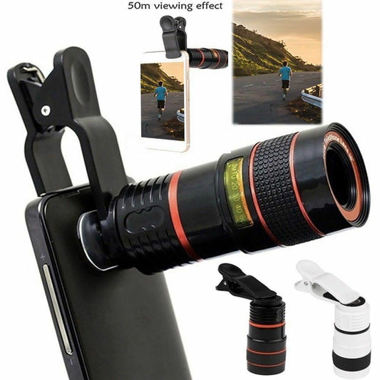 📱 HD 8X Clip-On Optical Zoom Lens – Universal Mobile Phone Telescope Camera Lens for Photography, Adjustable Focus, Lightweight & Easy to Use 📱