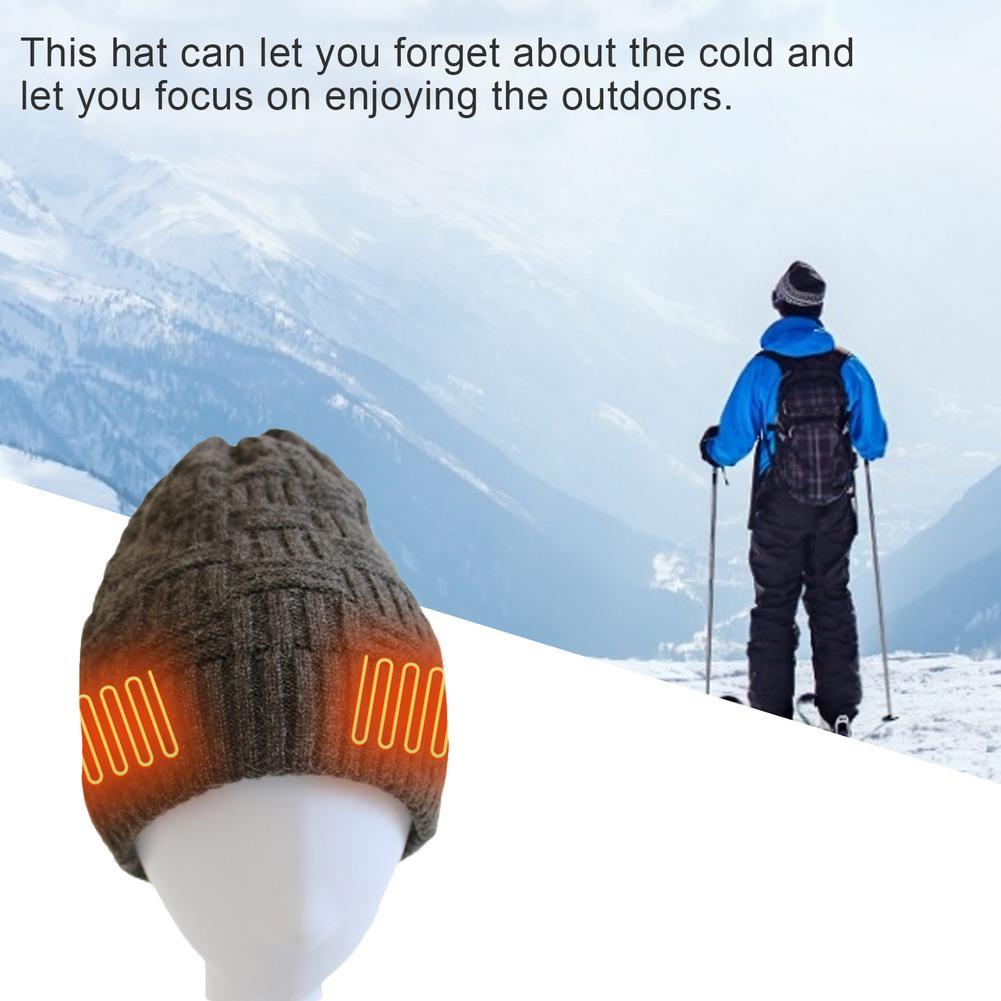 Unisex Fleece Hat Winter Warm Hat USB Rechargeable Electric Heating Hat For Outdoor Climbing Riding Fishing Hiking Accessory