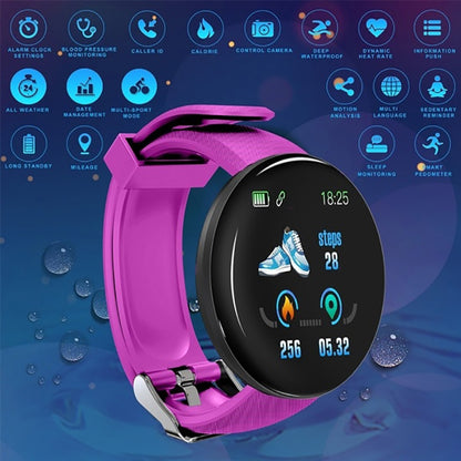 D18 Bluetooth Smart Watch ⌚, Blood Pressure Heart Rate Monitor 💓, Pedometer Sport Tracker 🏃‍♂️, Smart Band for Men & Women, Compatible with Android & IOS 📱